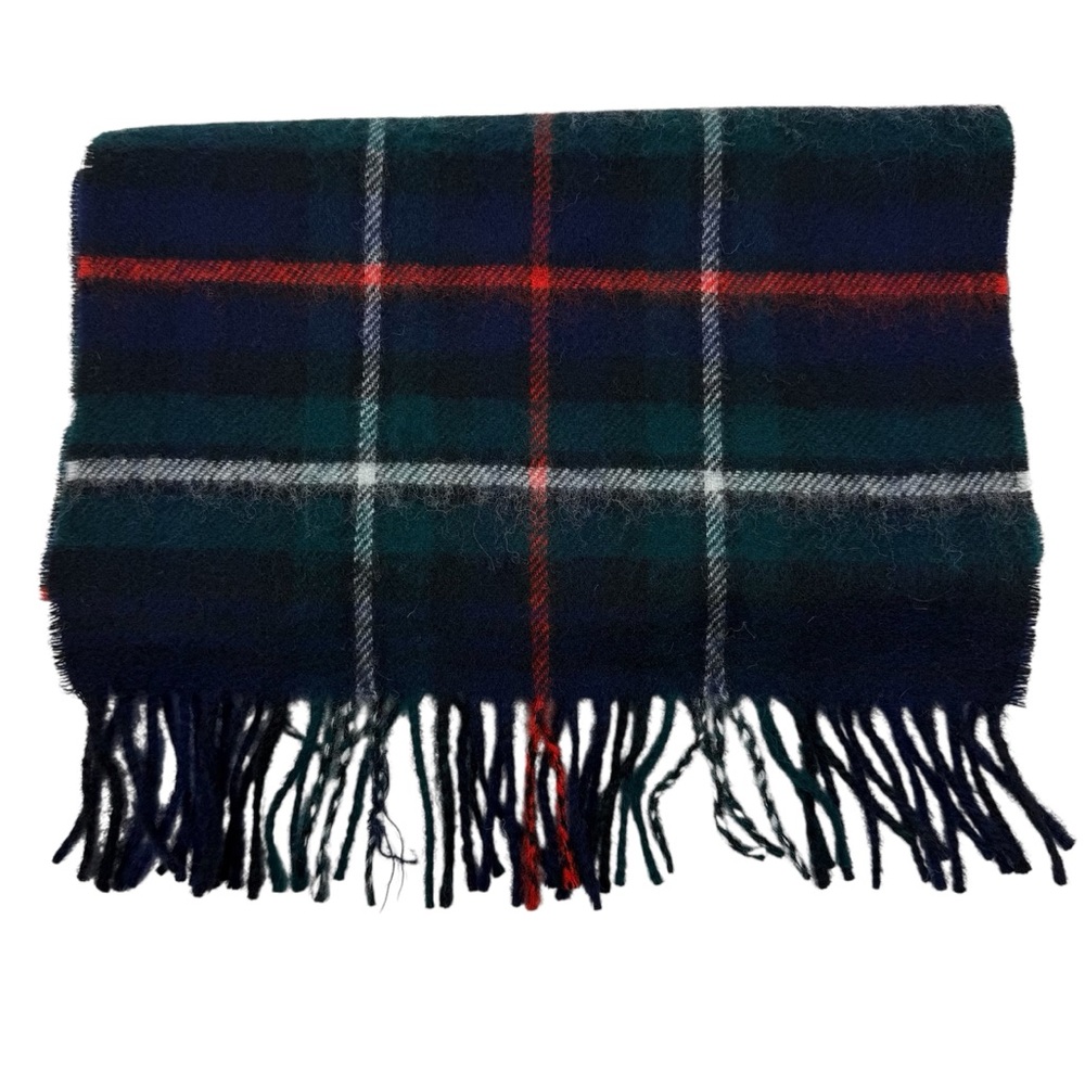 Johnstons of Elgin Wool Mackenzie Tartan Green Multicolor Plaid Patterned Scarf